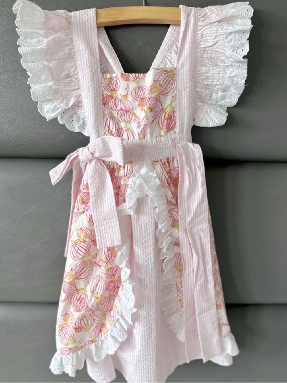 NWT Banana Split Pink Floral Ruffle Pinafore Dress Girls 4T
